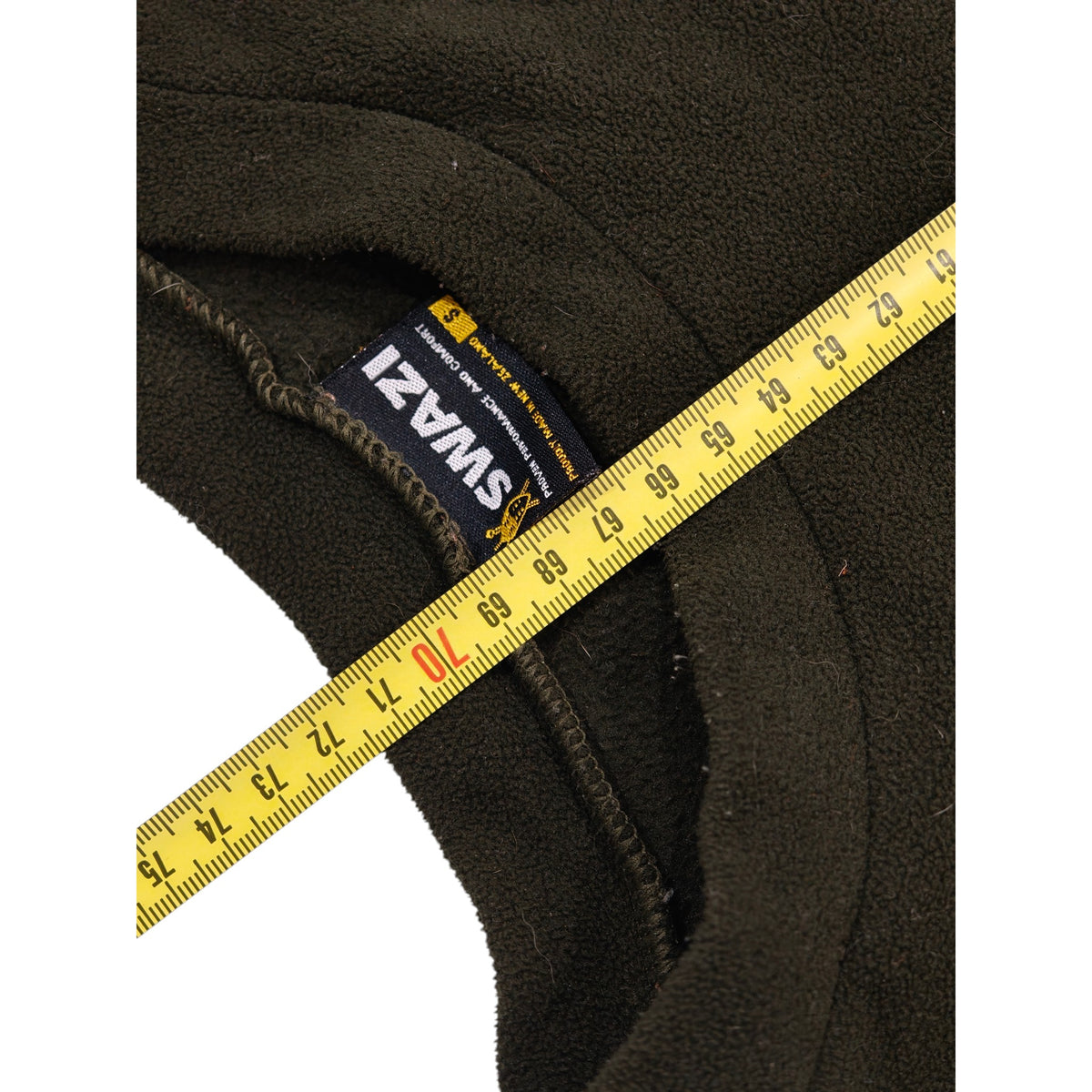 Tape-measure view of Swazi Short-Sleeve Fleece Top - S - Olive