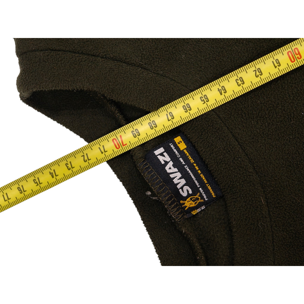 Tape-measure view of Swazi Short-Sleeve Fleece Top - S - Olive