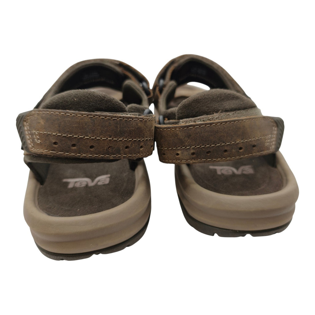 Teva Men's Leather Walking Sandals - US 9 - Brown - heels