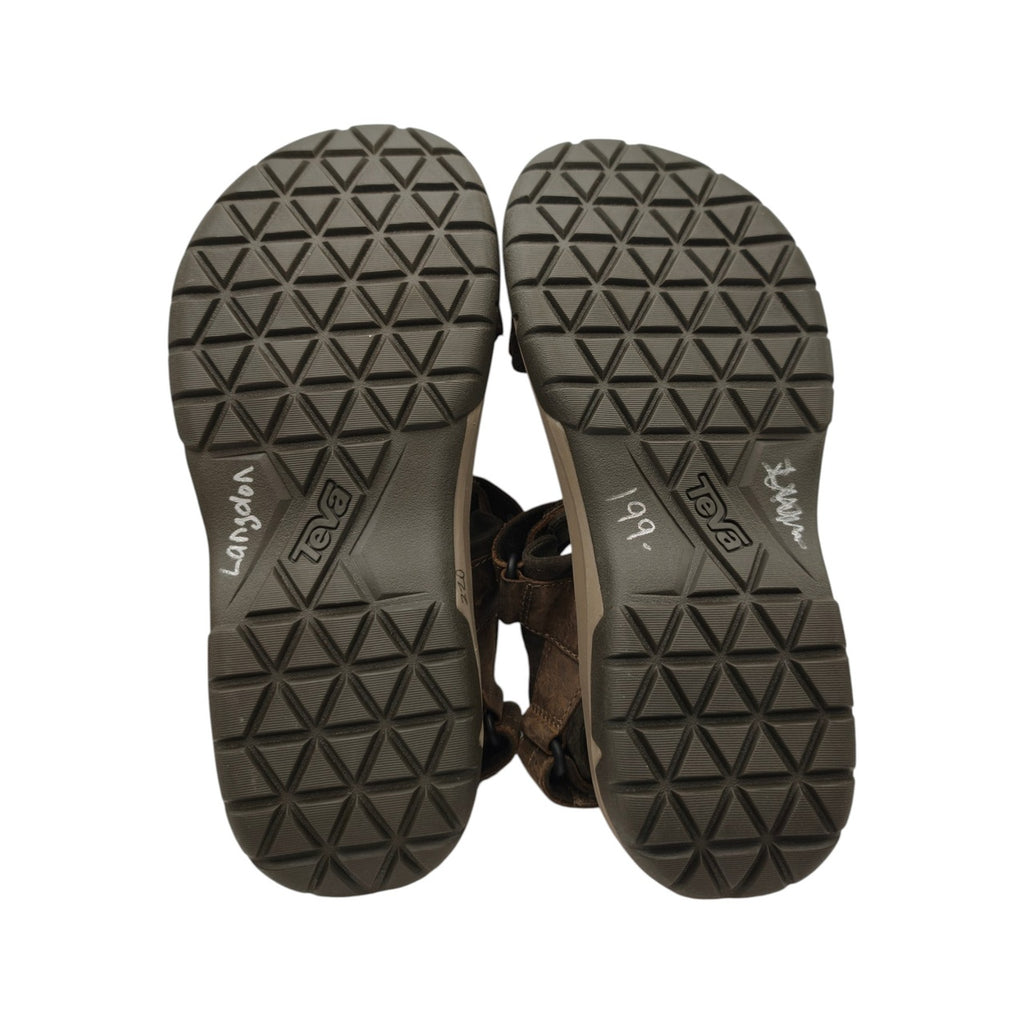 Teva Men's Leather Walking Sandals - US 9 - Brown - soles