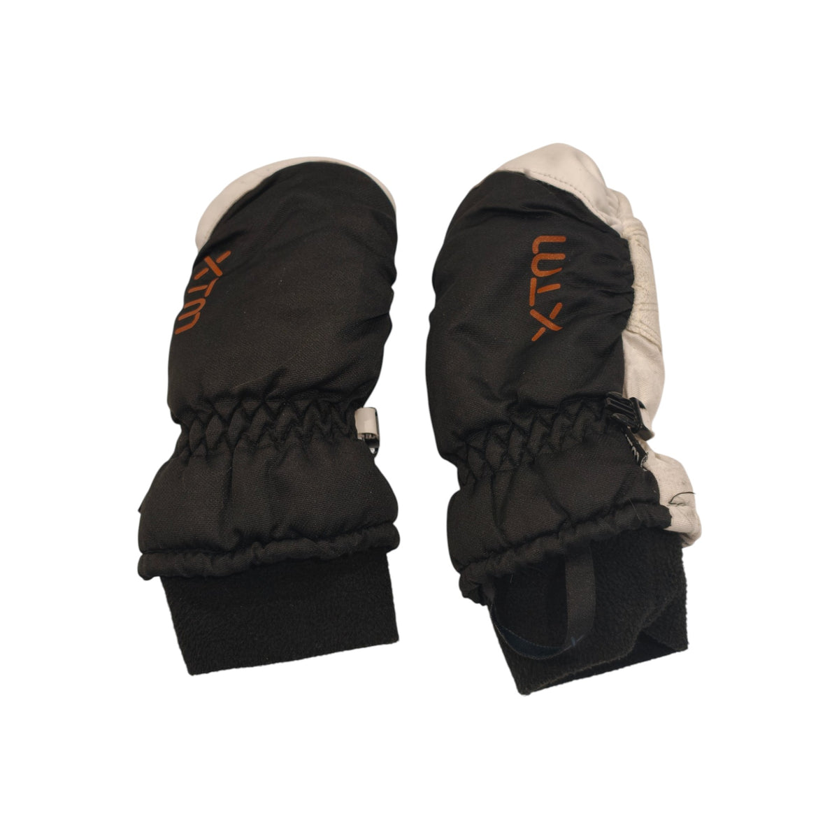 XTM Tots Snow Mittens - Large - Black and Cream - backs of both mittens