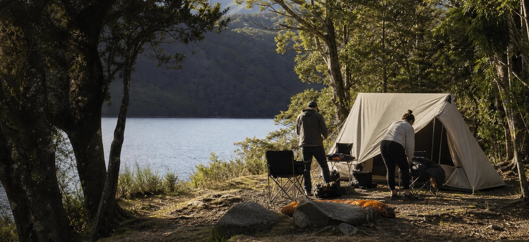 Lakeside camping scene in a demonstration concept image